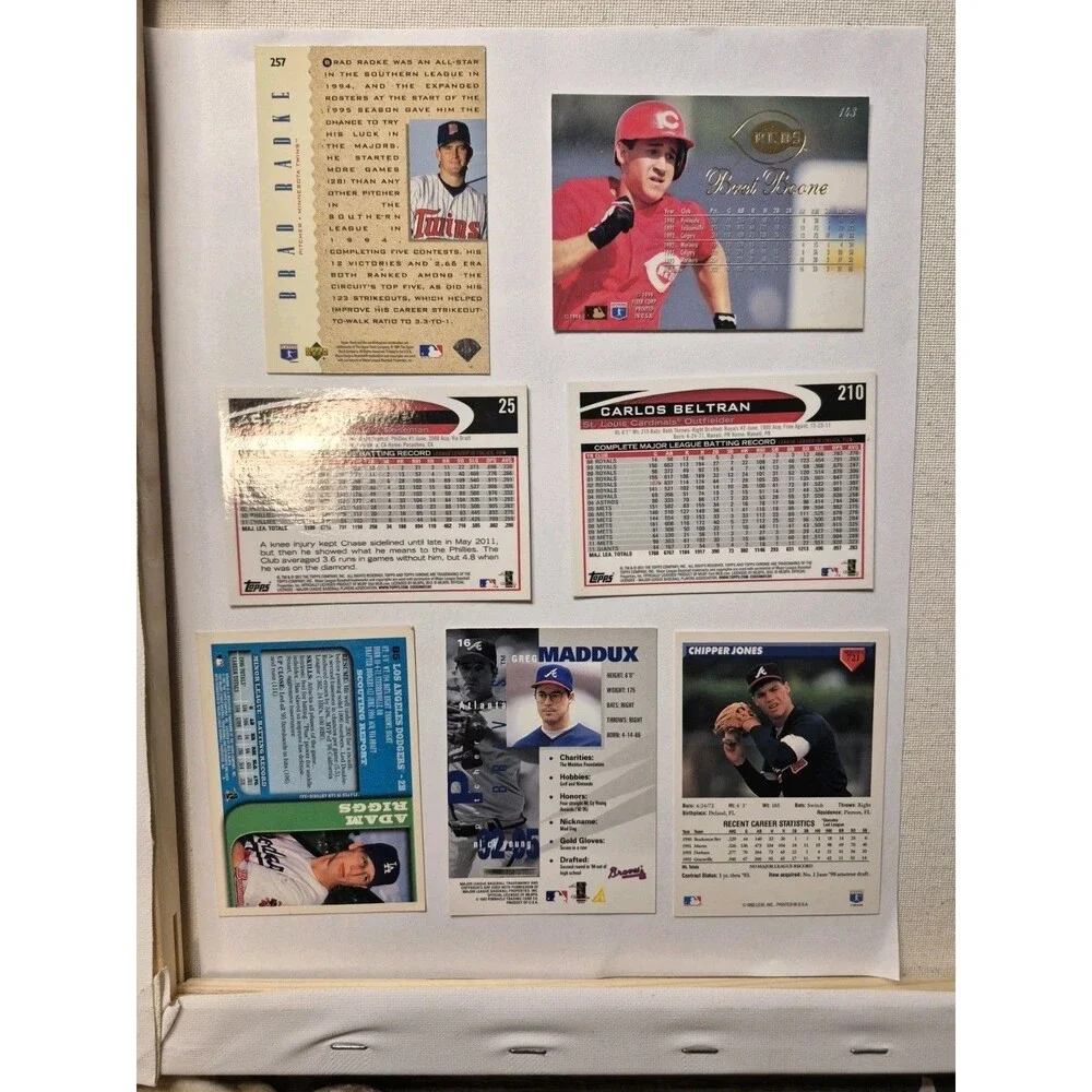 Baseball Card Lot Maddux Piazza Beltran Utley Jones Radke Riggs Bowman Topps...